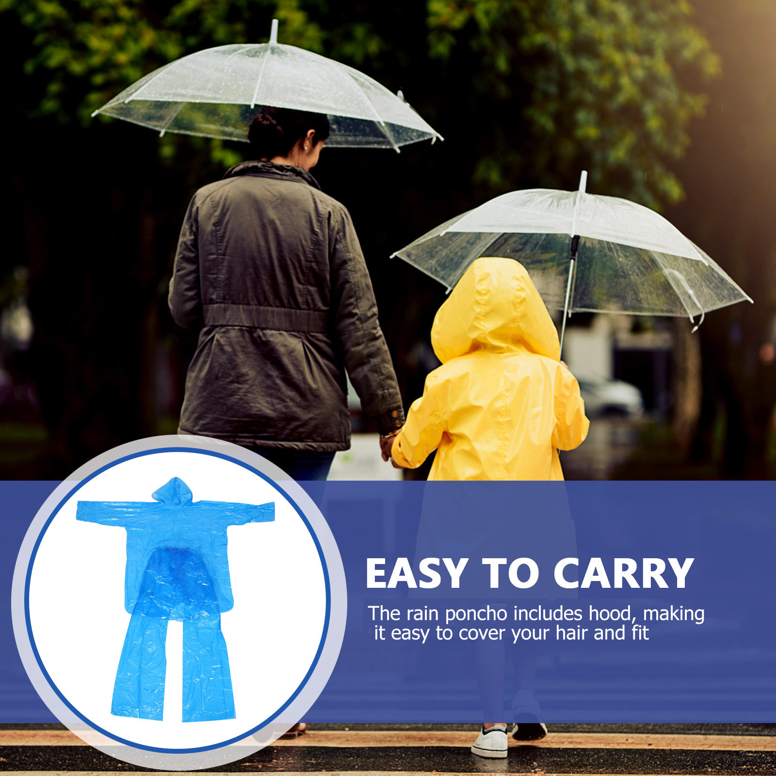 Emergency Poncho Rain - Ensemble de poncho de pluie d'urgence,